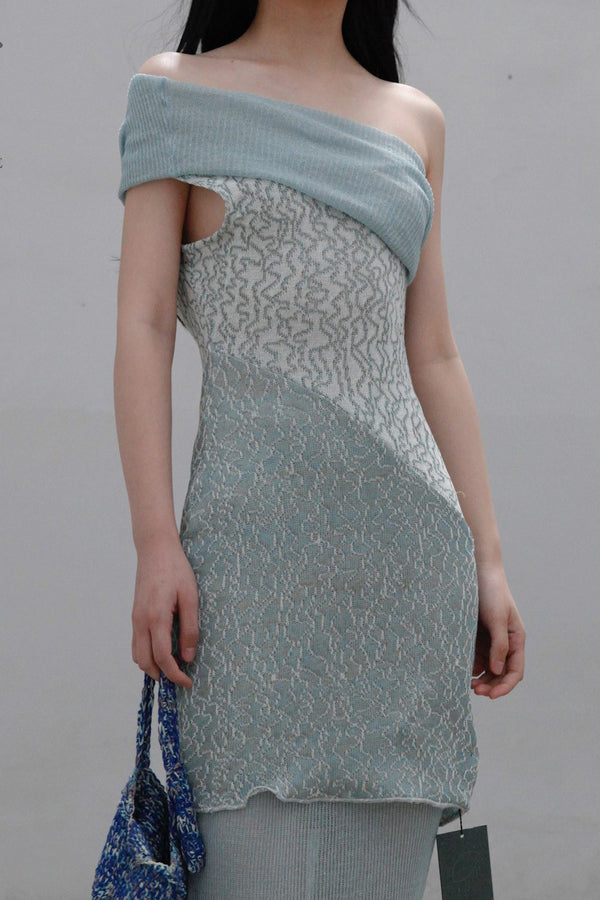Vitelli Azure Rib + Electric Jacquard Asymmetric Dress SS23_D26_F00SD_J2